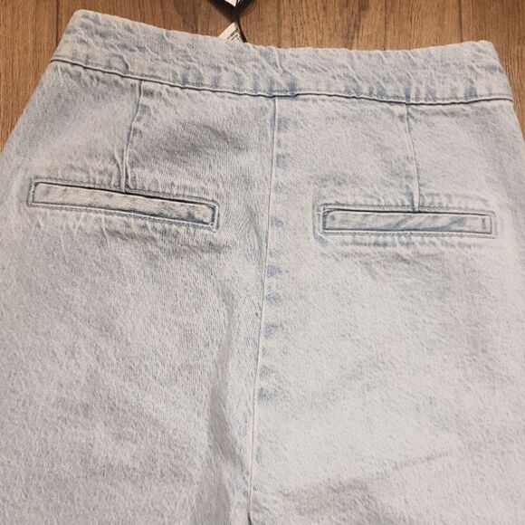Zara High Waisted Sailor Nautical Front Style Light Wash Denim Jeans Size S - Picture 4 of 6